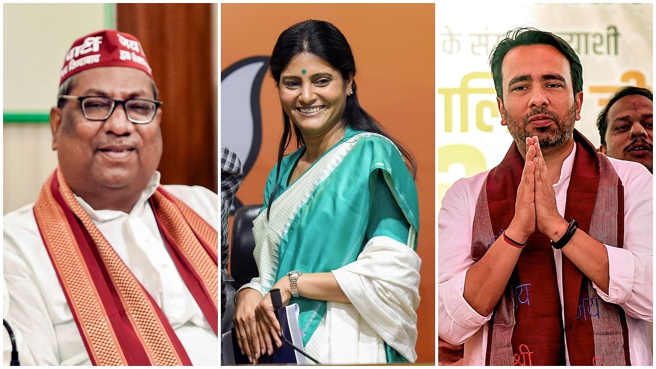 <div class="paragraphs"><p>Nishad Party President Sanjai Nishad; Apna Dal leader Anupriya Patel; Rashtriya Lok Dal (RLD) Chief Jayant Chaudhary</p></div>